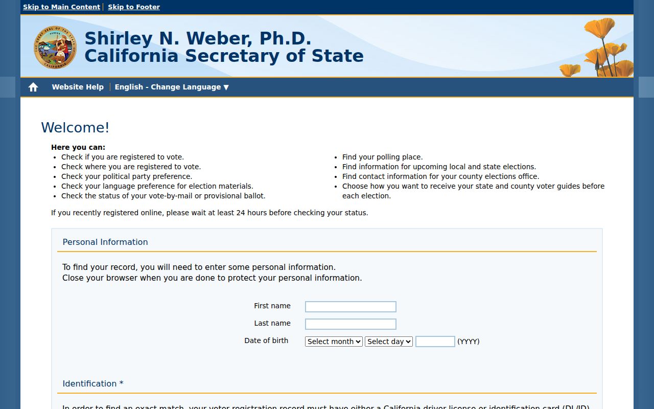 Eastvale residents directory view of California My Voter Status