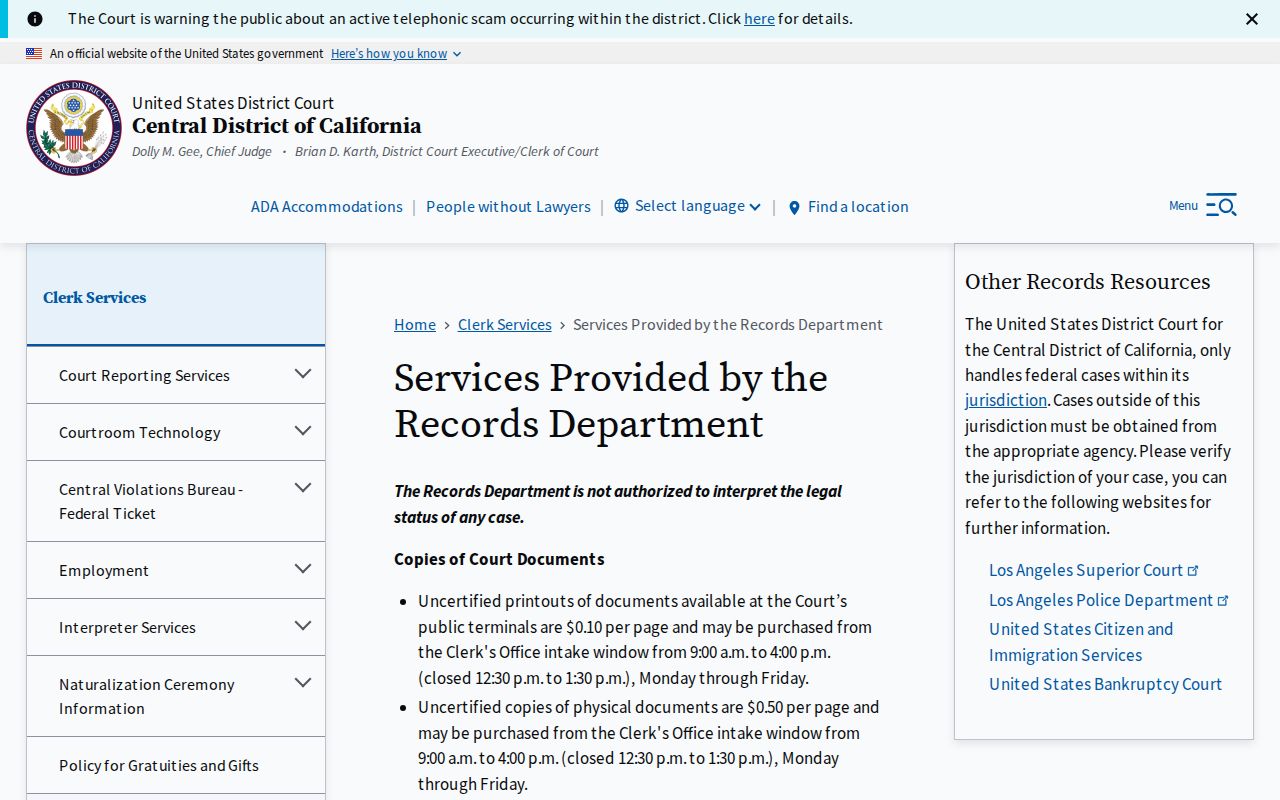 Eastvale resident lookup Central District federal court records