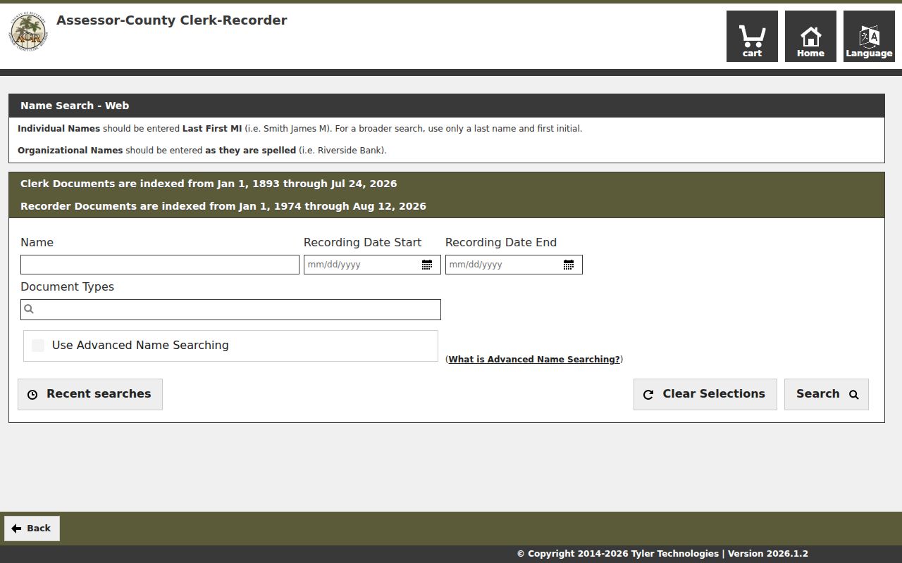 Eastvale street directory Riverside recorder name search